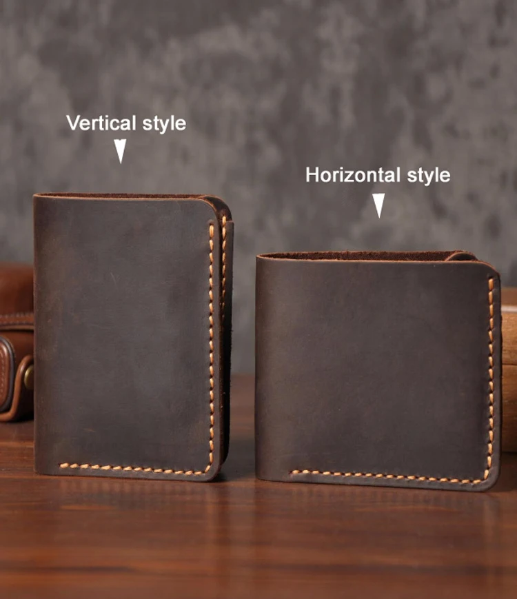 Alternative view of Handmade Vintage Crazy horse Genuine Leather Men Wallet Men Purse Leather Short Card Wallet for Male Money Clips Money bag
