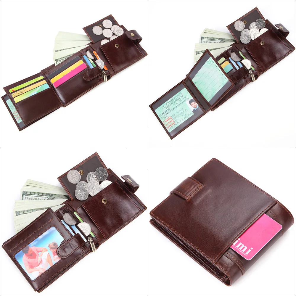 Alternative view of Men's Wallet Rfid Vintage Genuine Leather Wallets for Men Credit Card Holder Purse Money Bag Wallet Man
