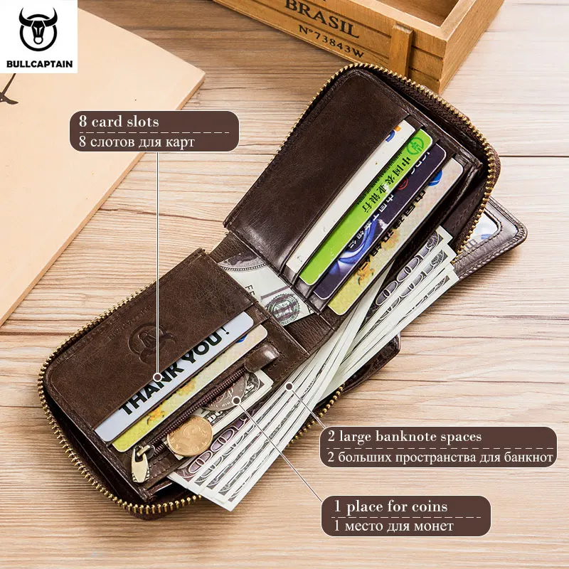 Alternative view of BULLCAPTAIN Brand Men's Wallet Genuine Leather Purse Male Rfid Wallet Multifunction Storage Bag Coin Purse Wallet's Card Bags