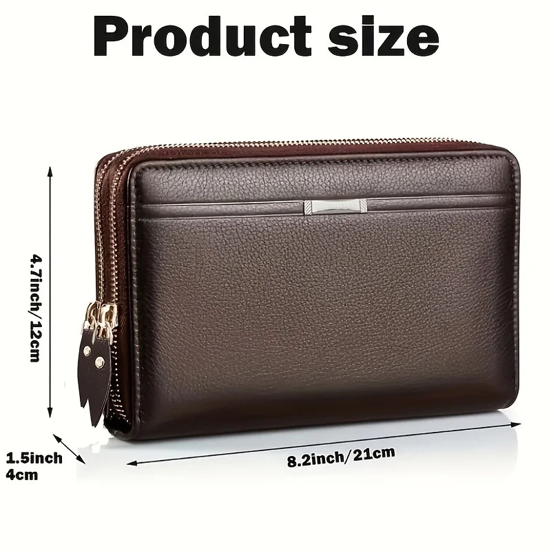 Alternative view of Mens Wallet Long Purse Leather Clutch Large Business Handbag Phone Card Holder Case Gift for Men Father Son Husband Boyfriend