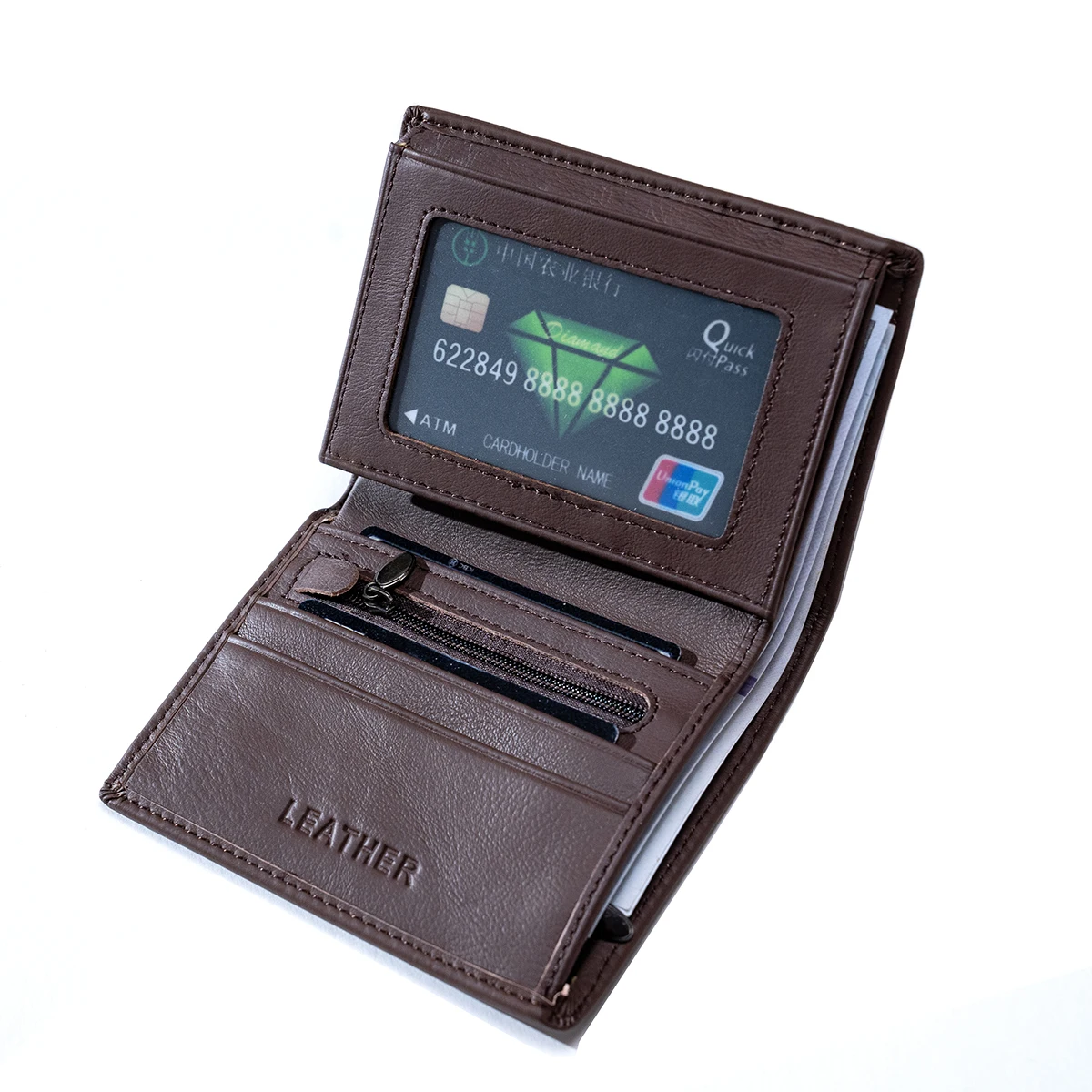 Alternative view of Genuine Leather Wallets For Men Coin Purse Vintage Vertical Short Multi Function ID Credit Card Holder Money Bag men's wallet