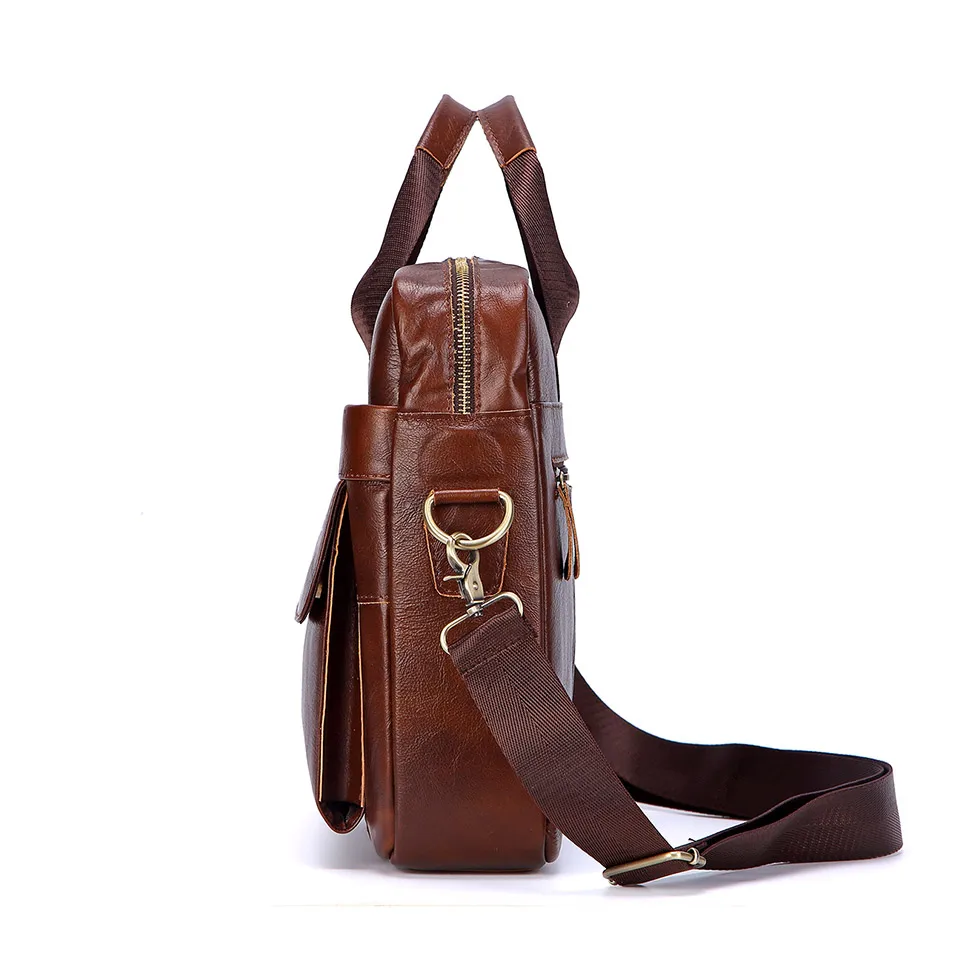 Alternative view of Men Genuine Leather Handbags Casual Leather Laptop Bags Male Business Travel Messenger Bags Men's Crossbody Shoulder Bag