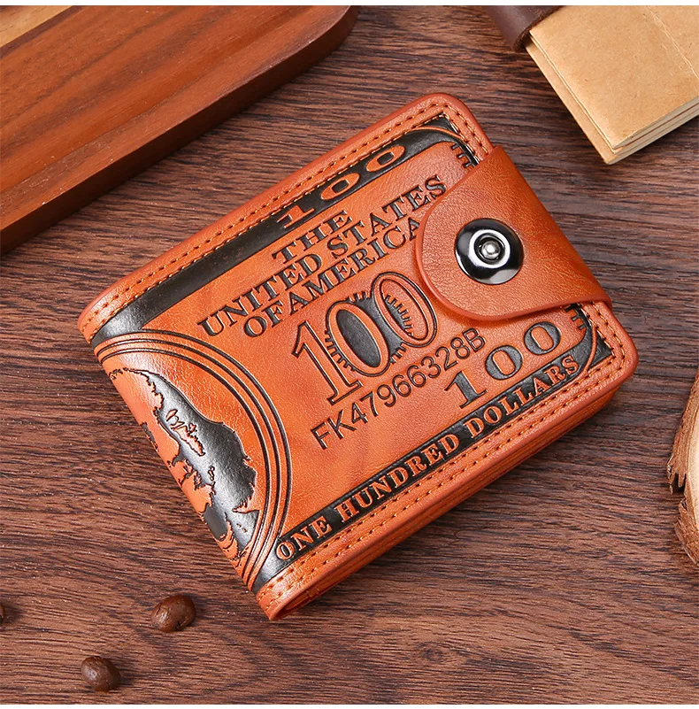 Men's Wallets with 100 US Dollar Pattern Hasp Male Leather Wallet with Zipper Card Holder Coin Pocket Purse cartera hombre Men's Wallets with 100 US Dollar Pattern Hasp Male Leather Wallet with Zipper Card Holder Coin Pocket Purse cartera hombre