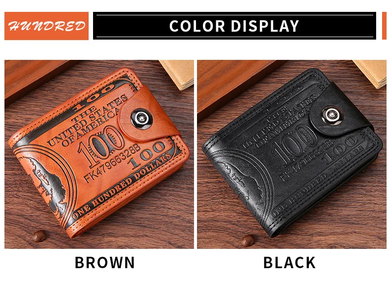 Men's Wallets with 100 US Dollar Pattern Hasp Male Leather Wallet with Zipper Card Holder Coin Pocket Purse cartera hombre Men's Wallets with 100 US Dollar Pattern Hasp Male Leather Wallet with Zipper Card Holder Coin Pocket Purse cartera hombre