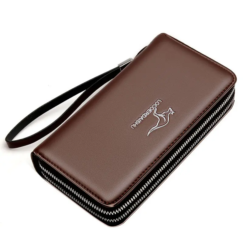 Alternative view of Men's leather wallet Large Capacity billeteras para hombre Double Zipper Men Clutch Bag  portafoglio uomo Male Business Wallet