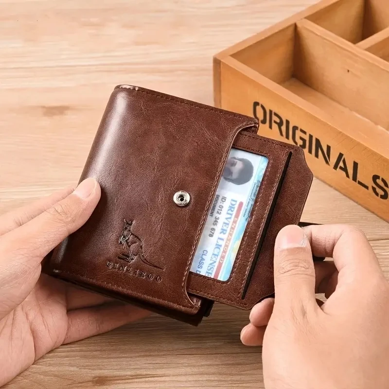 Alternative view of Men's Coin Purse Wallet RFID Blocking Man PU Leather Wallet Zipper Business Card Holder Money Bag Wallet Male