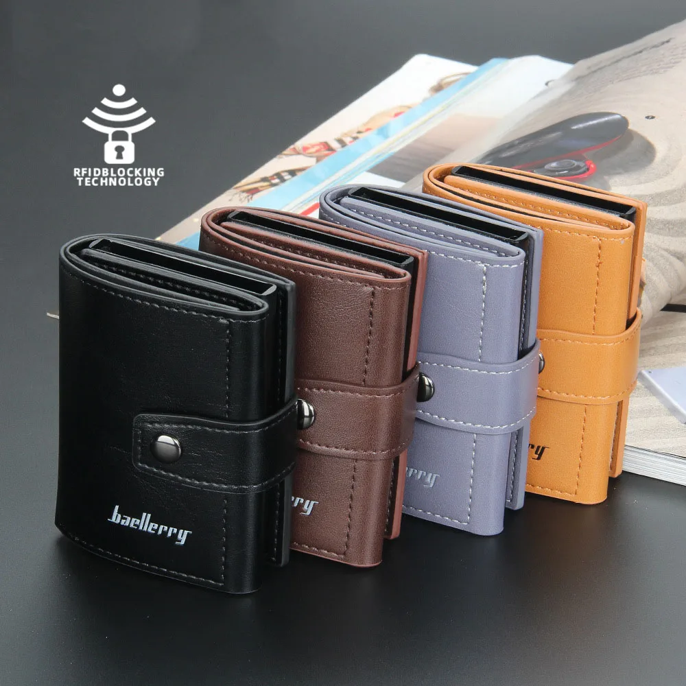 Alternative view of 2023 Rfid Blocking Protection Men Card Wallets Hasp Small Card Wallets PU Leather Slim Mini Wallet Qaulity Male Purses