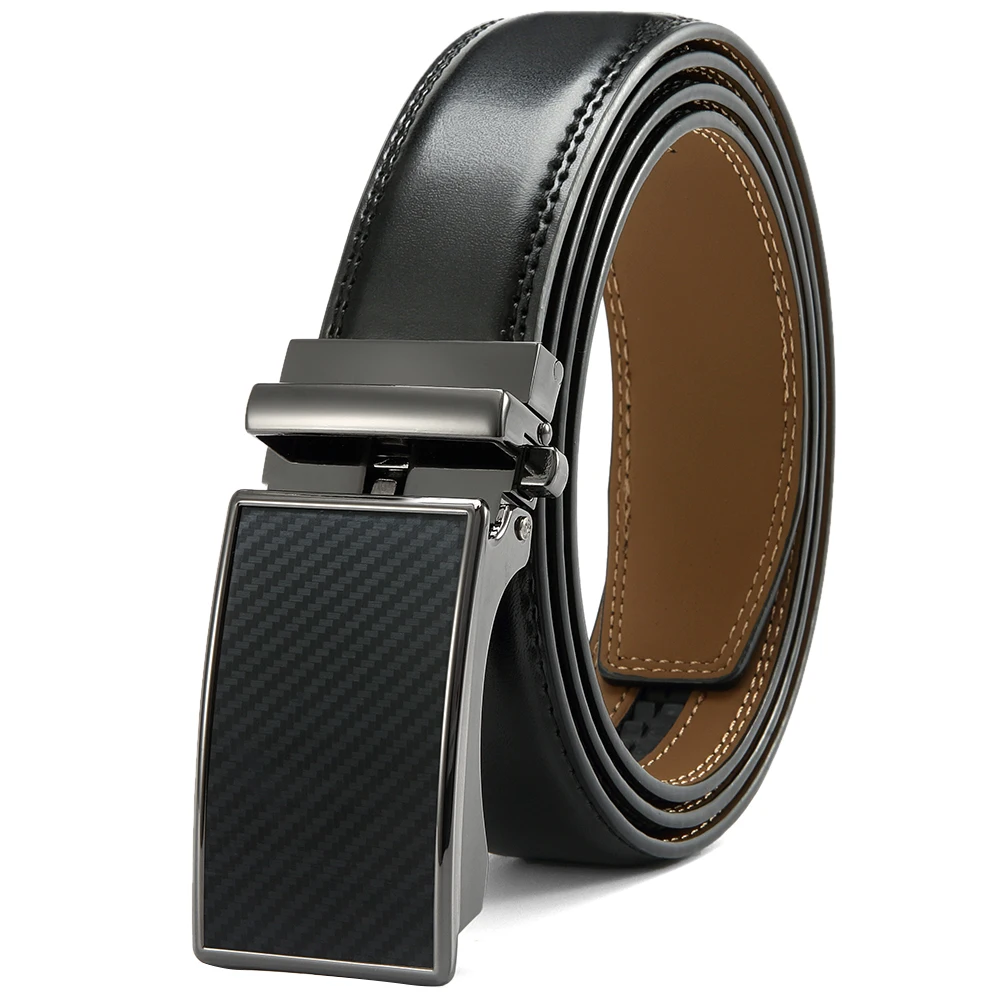Alternative view of Genuine Leather For Men's High Quality Buckle Jeans Cowskin Casual Belts Business Cowboy Waistband Male Automatic Buckle Strap