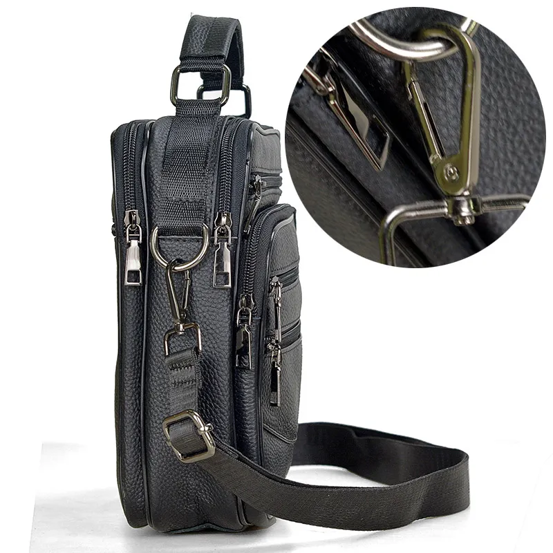 Alternative view of Fashion Men Genuine Leather Handbags Small Men's Shoulder Bag for Tablet High Quality Office Messenger Bags Male Crossbody Bag