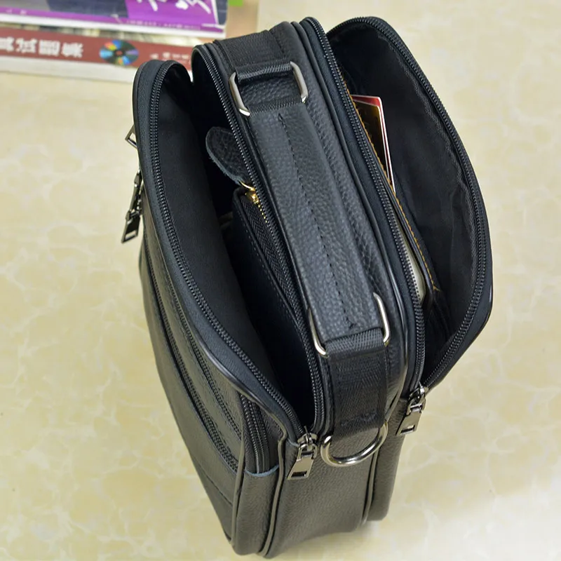 Fashion Men Genuine Leather Handbags Small Men's Shoulder Bag for Tablet High Quality Office Messenger Bags Male Crossbody Bag