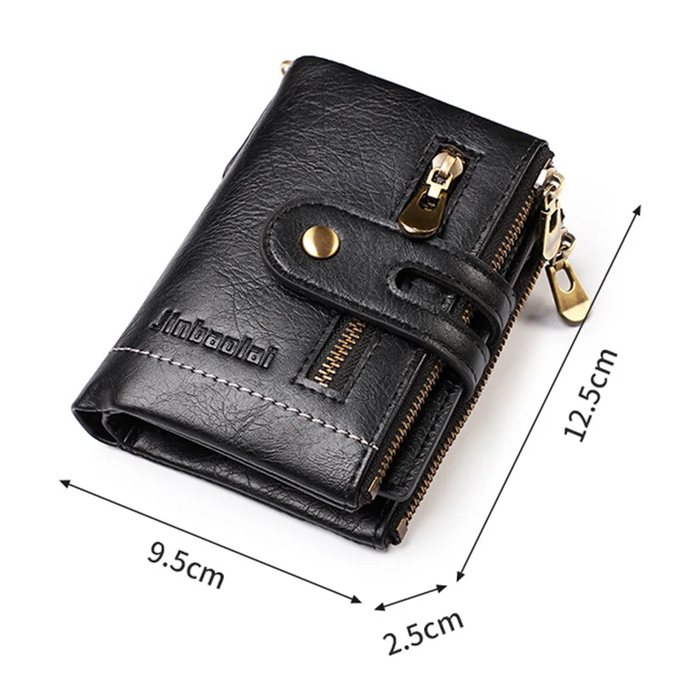 Alternative view of New Men Wallets PU Leather Short Card Holder Chain Luxury Brand Men's Purse High Quality Classic Retro Male Wallet