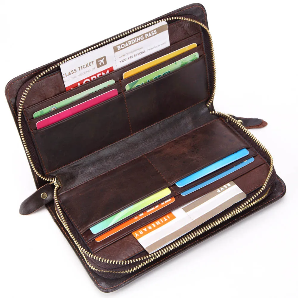 2024 Leather Large Men Clutch Wallets Name Customized Men Purse 100% Genuine Leather Long Leather Male Wallet - Image 5
