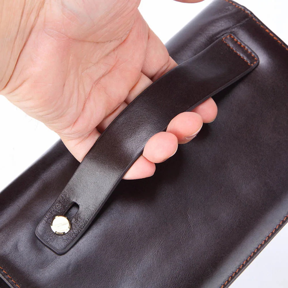 2024 Leather Large Men Clutch Wallets Name Customized Men Purse 100% Genuine Leather Long Leather Male Wallet - Image 6