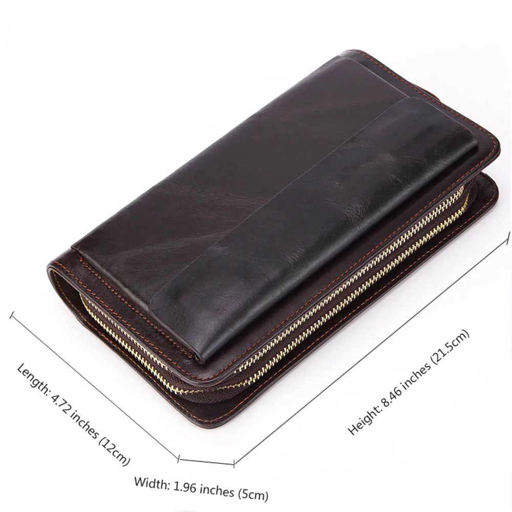 2024 Leather Large Men Clutch Wallets Name Customized Men Purse 100% Genuine Leather Long Leather Male Wallet - Image 3