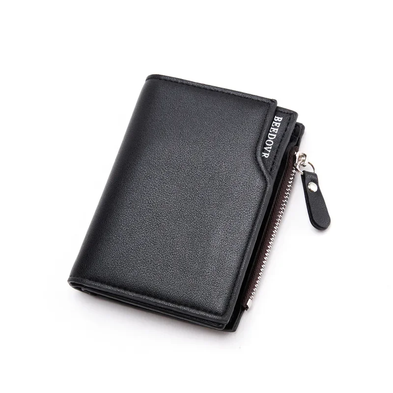 Men Wallet Short PU Leather Male Purse Black Coffee Credit Card Holders with Zipper Men Wallet Money Bag carteira masculina - Image 6