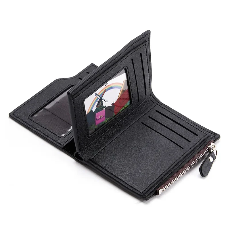 Men Wallet Short PU Leather Male Purse Black Coffee Credit Card Holders with Zipper Men Wallet Money Bag carteira masculina - Image 3