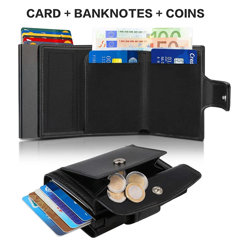 Rfid Credit Card Holder Wallets Men Leather Aluminum Business Bank Cardholder Male Case Minimalist Wallet 2022 Rfid Credit Card Holder Wallets Men Leather Aluminum Business Bank Cardholder Male Case Minimalist Wallet 2022