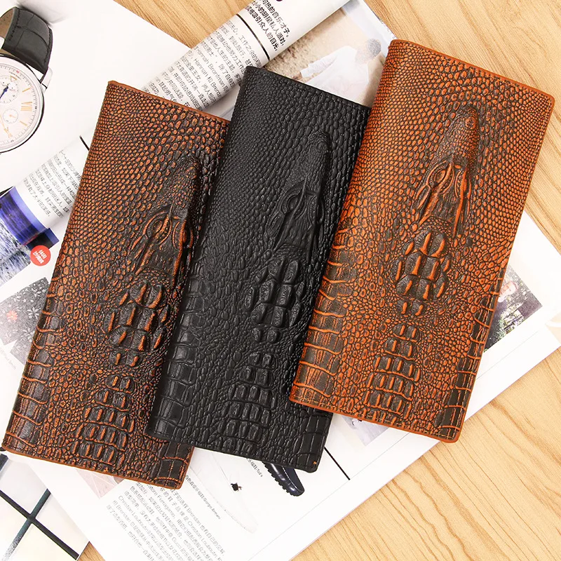 Alternative view of Men's Wallets Alligators carteras Thin mens wallet PU leather clutch made of Crocodile Pattern Long purse portafoglio uomo