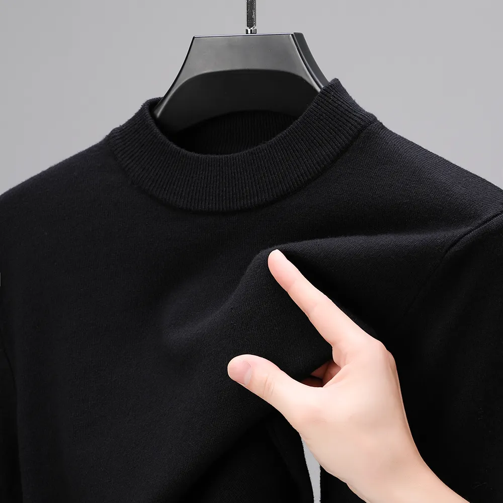 Alternative view of Half Turtleneck Knitwear Sweater New Autumn/Winter Mock Neck Sweatshirts Solid Color Pullovers Man Brand Casual Mens Clothing