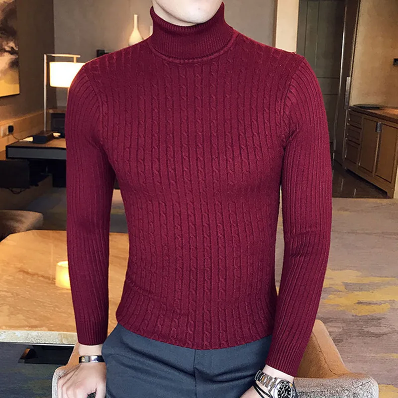 Alternative view of Brand Men Turtleneck Sweaters and Pullovers 2022 New Fashion Knitted Sweater Winter Men Pullover Homme Wool Casual Solid Clothes