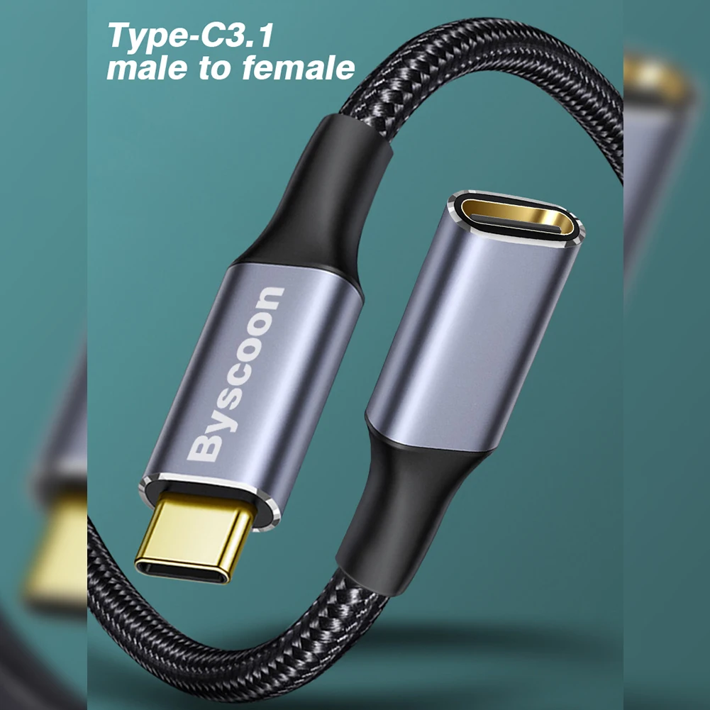 Alternative view of Byscoon USB C 3.1 Gen2 10Gbps Extension Cable Type C to Type C PD 100W QC 4.0 Fast Charging Cord For MacBook Pro 4k 60Hz Cable