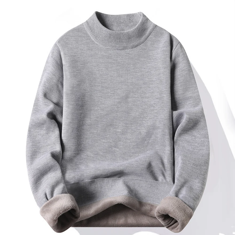 Alternative view of Fashion Men's Casual Slim Fit Basic Turtleneck Knitted Sweater High Collar Pullover Male Double Collar Autumn Winter Tops
