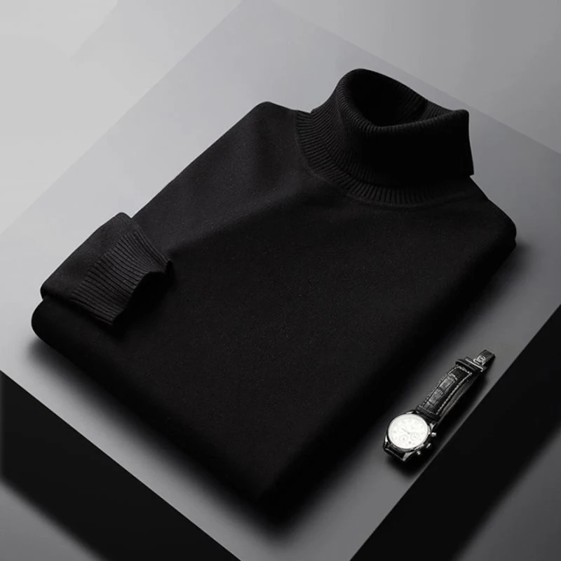 Alternative view of New Autumn Arrival Casual Turtleneck Sweater Men Solid Color Long Sleeve Pullovers