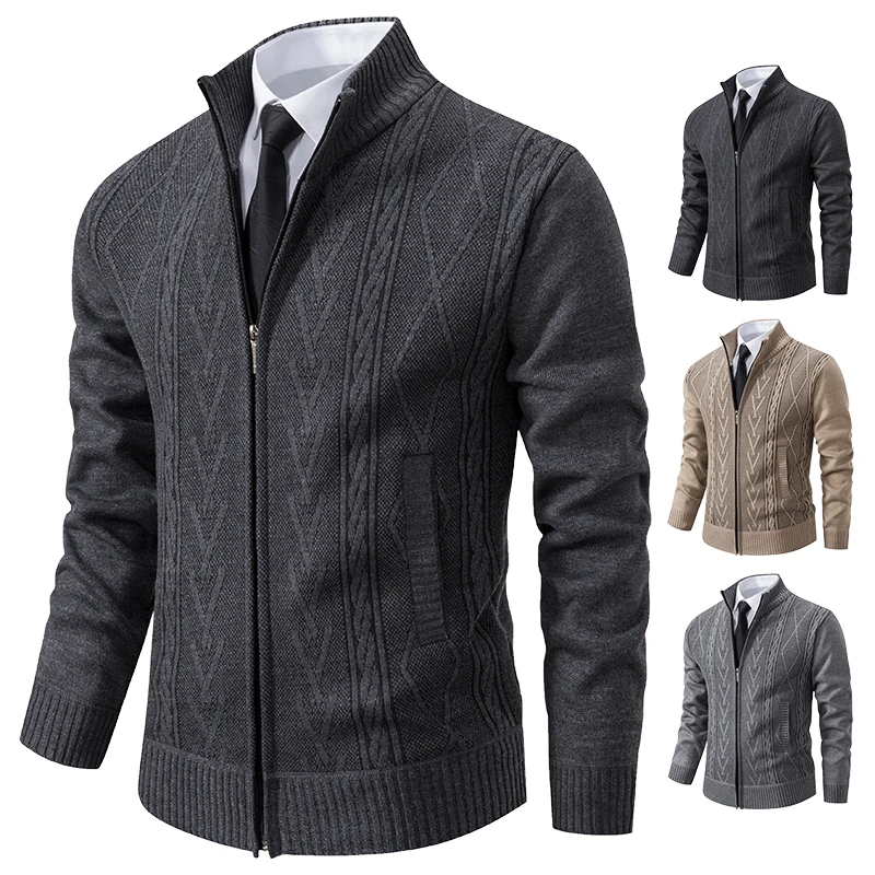 Alternative view of 2023 autumn and winter new cashmere padded warm casual men's knitted sweater coat