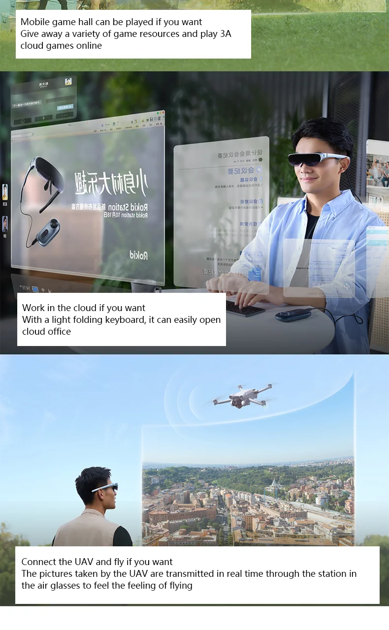 Rokid Air 3D AR Glasses Foldable VR Smart Glasses 120