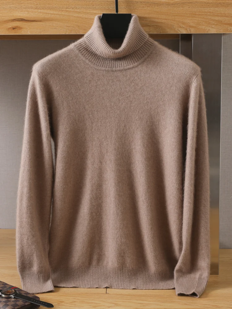 Alternative view of MVLYFLRT Men's 100% pure Mink velvet Cashmere Sweater High Lapels Pullovers Knitted Winter New Tops Long Sleeve High-End Jumpers