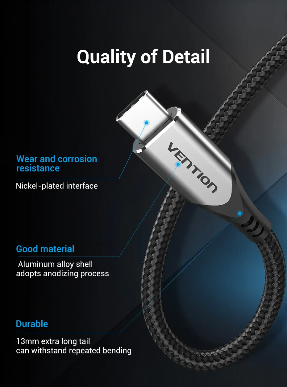 Vention USB C Extension Cable Type C Extender Cord 4K Thubderbolt 3 Male to Female Cable for MacBook Pro USB 3.1 Extension Cable Vention USB C Extension Cable Type C Extender Cord 4K Thubderbolt 3 Male to Female Cable for MacBook Pro USB 3.1 Extension Cable