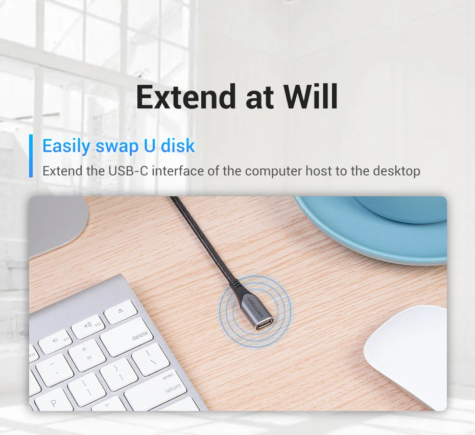 Vention USB C Extension Cable Type C Extender Cord 4K Thubderbolt 3 Male to Female Cable for MacBook Pro USB 3.1 Extension Cable Vention USB C Extension Cable Type C Extender Cord 4K Thubderbolt 3 Male to Female Cable for MacBook Pro USB 3.1 Extension Cable