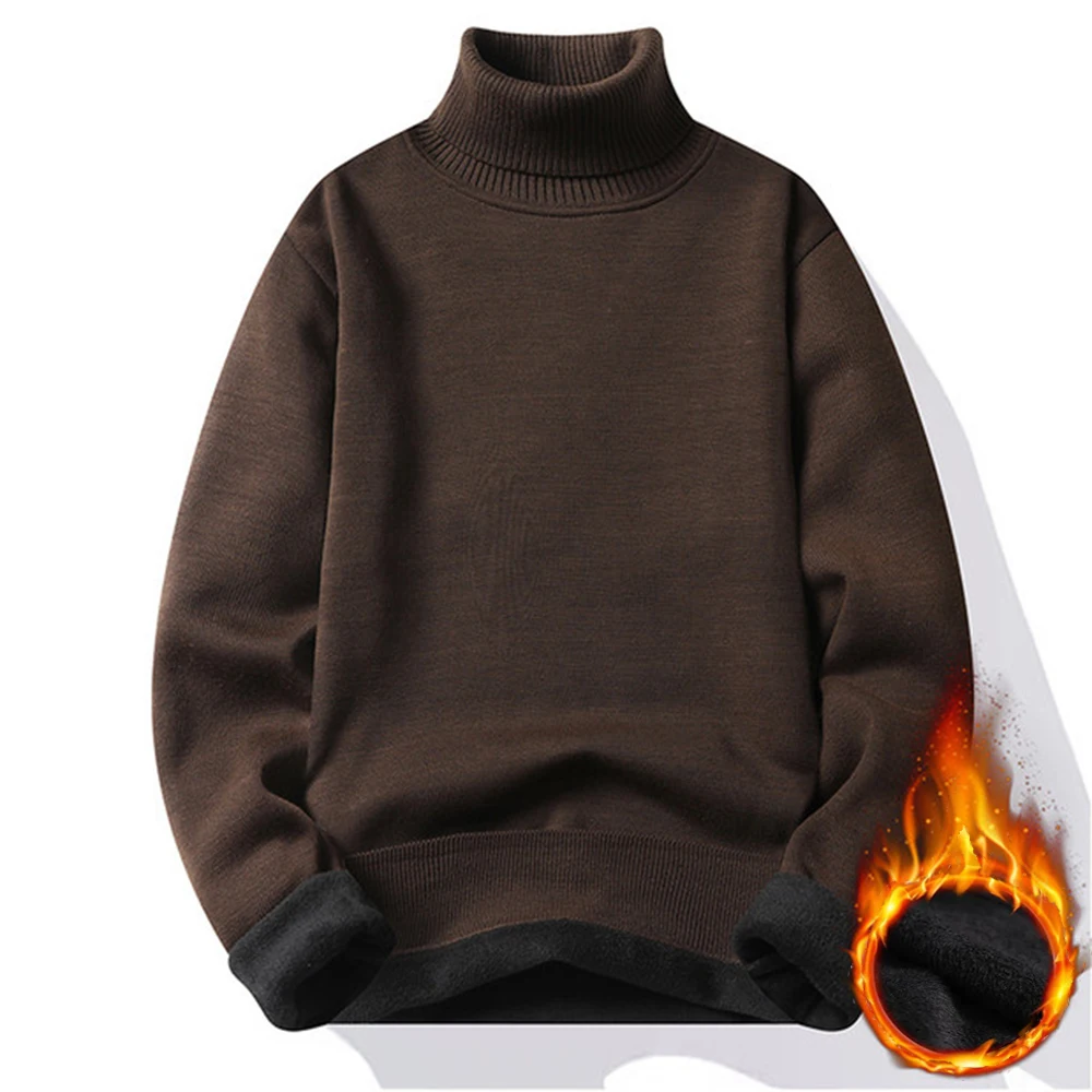 Alternative view of Autumn Winter Men's Turtleneck Sweater Men's Knitting Pullovers Rollneck Knitted Sweater Warm Men Jumper Slim Fit Casual Sweater