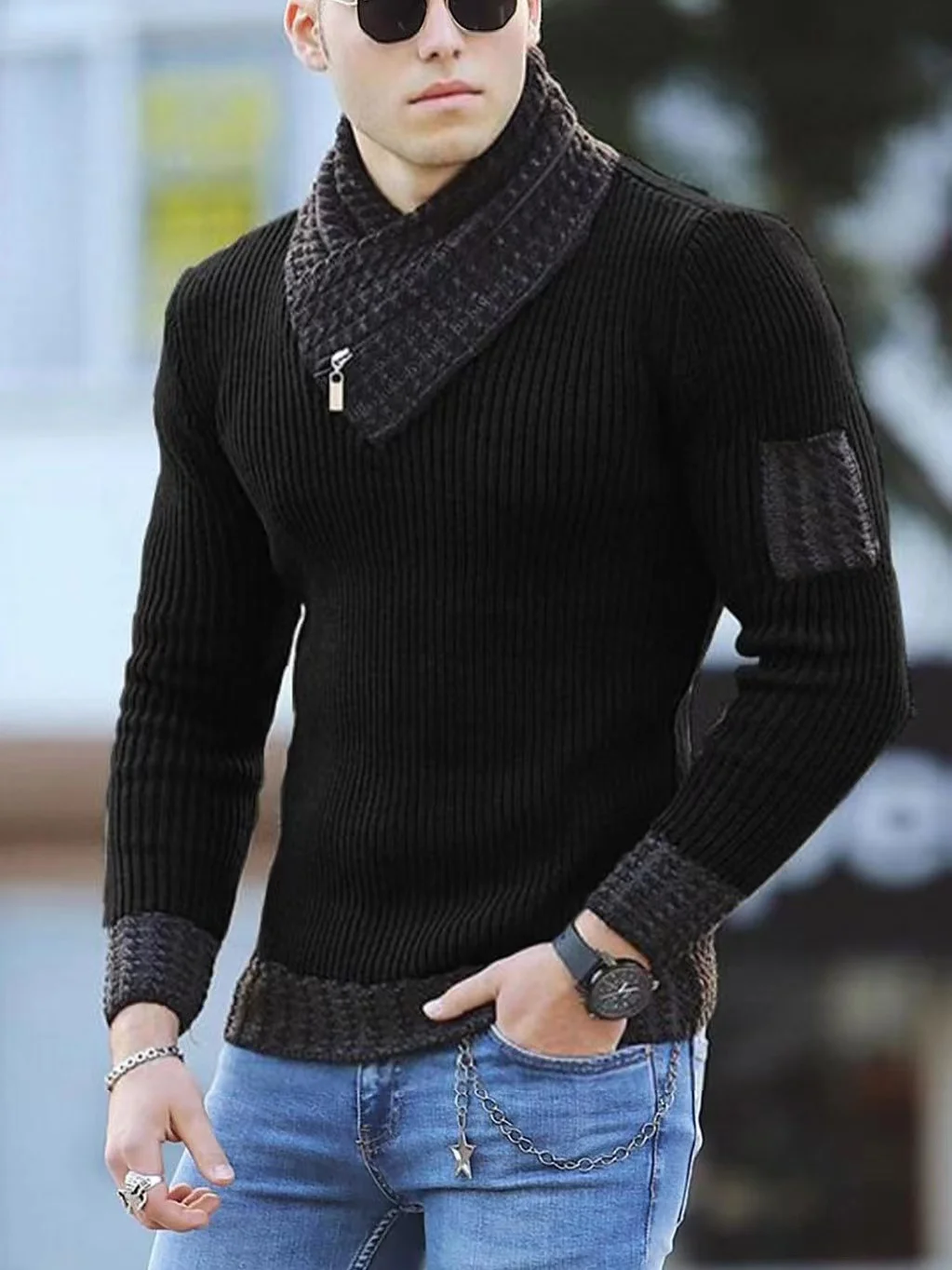 Alternative view of Korean Fashion Autumn Men Casual Vintage Style Sweater Wool Turtleneck Oversize 2023 Winter Men Warm Cotton Pullovers Sweaters