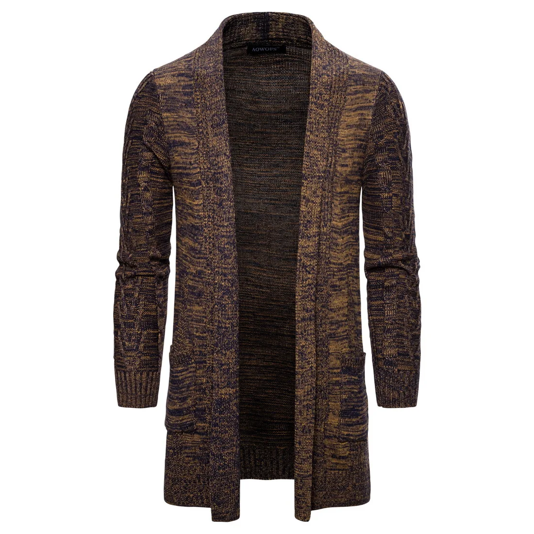 Men's Long Knitted Sweater Coats Casual Cardigan Men's X-long Knitted Cardigan Coat Solid Color Sweatercoat