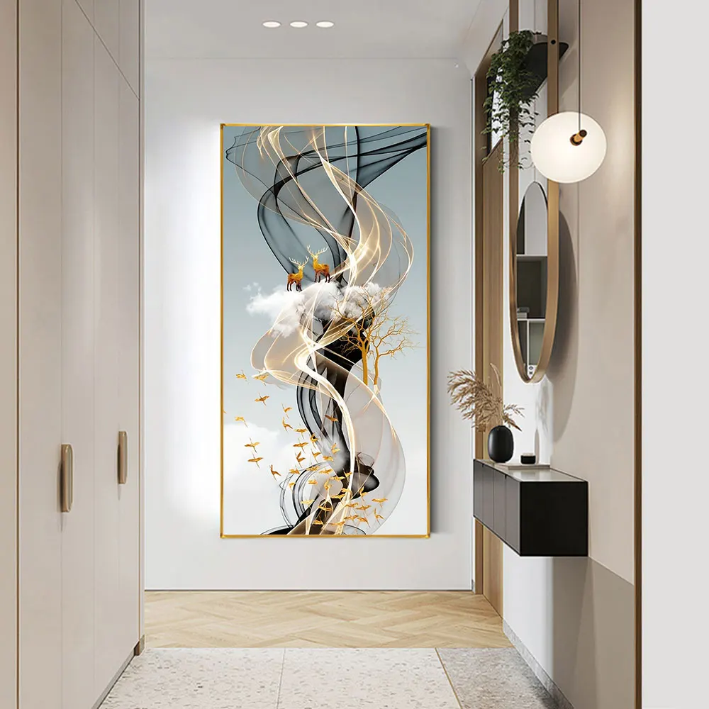 Alternative view of Nordic Style Golden Deer Tree Canvas Poster Prints Luxurious Wall Art Modern Canvas Paintings for Your Living Room Home Decor