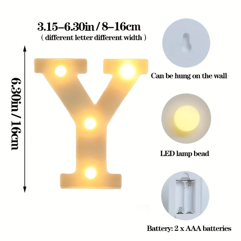 Alternative view of Alphabet LED Letter Lights Luminous Number Lamp Battery Night Light for Wedding Birthday Christmas Party  Home Decoration