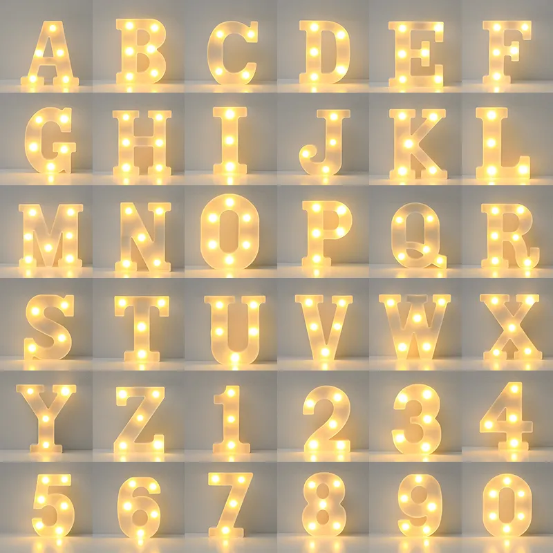 Alphabet LED Letter Lights Luminous Number Lamp Battery Night Light for Wedding Birthday Christmas Party Home Decoration