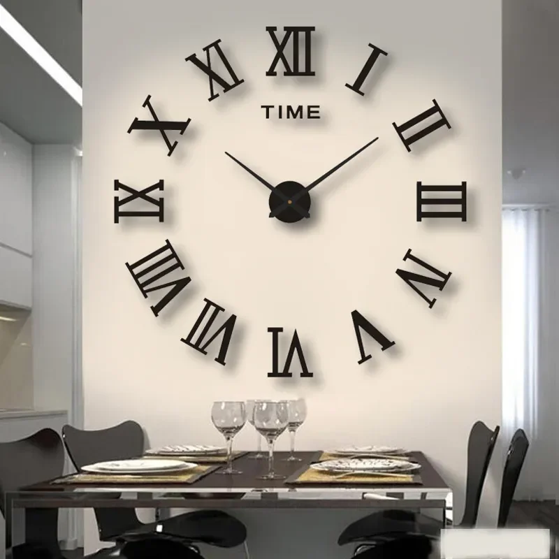 2023 Modern Design Large Wall Clock 3D DIY Quartz Clocks Fashion Watches Acrylic Mirror Stickers Living Room Home Decor Horloge