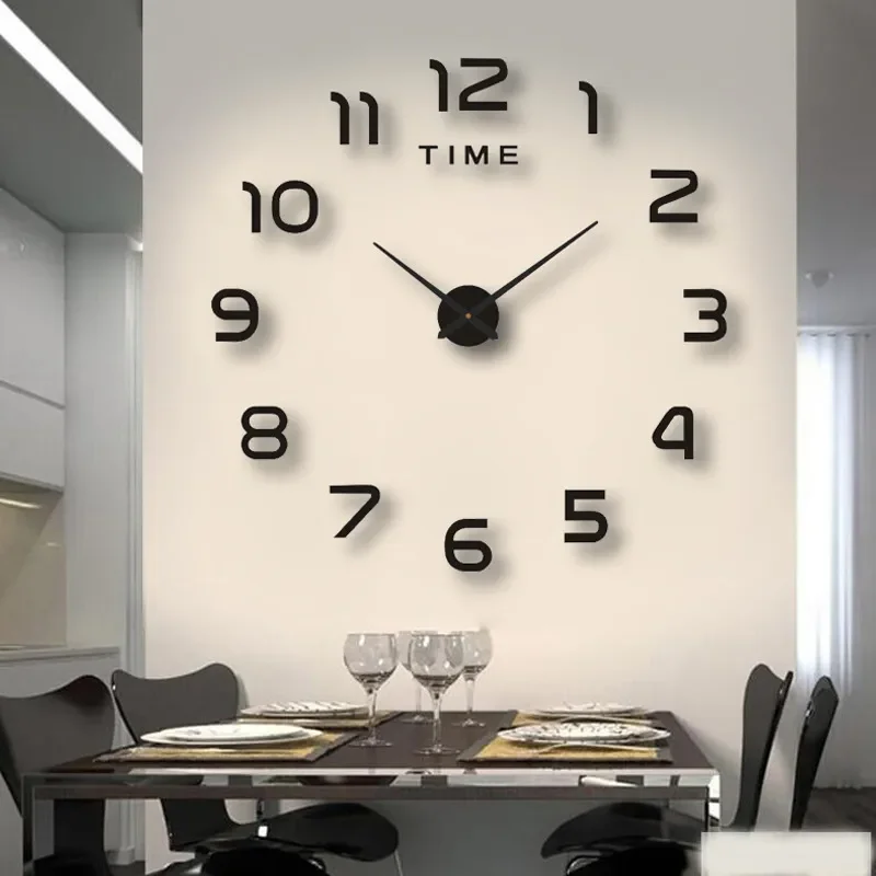 2023 Modern Design Large Wall Clock 3D DIY Quartz Clocks Fashion Watches Acrylic Mirror Stickers Living Room Home Decor Horloge