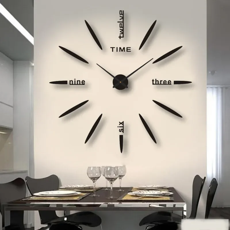 2023 Modern Design Large Wall Clock 3D DIY Quartz Clocks Fashion Watches Acrylic Mirror Stickers Living Room Home Decor Horloge