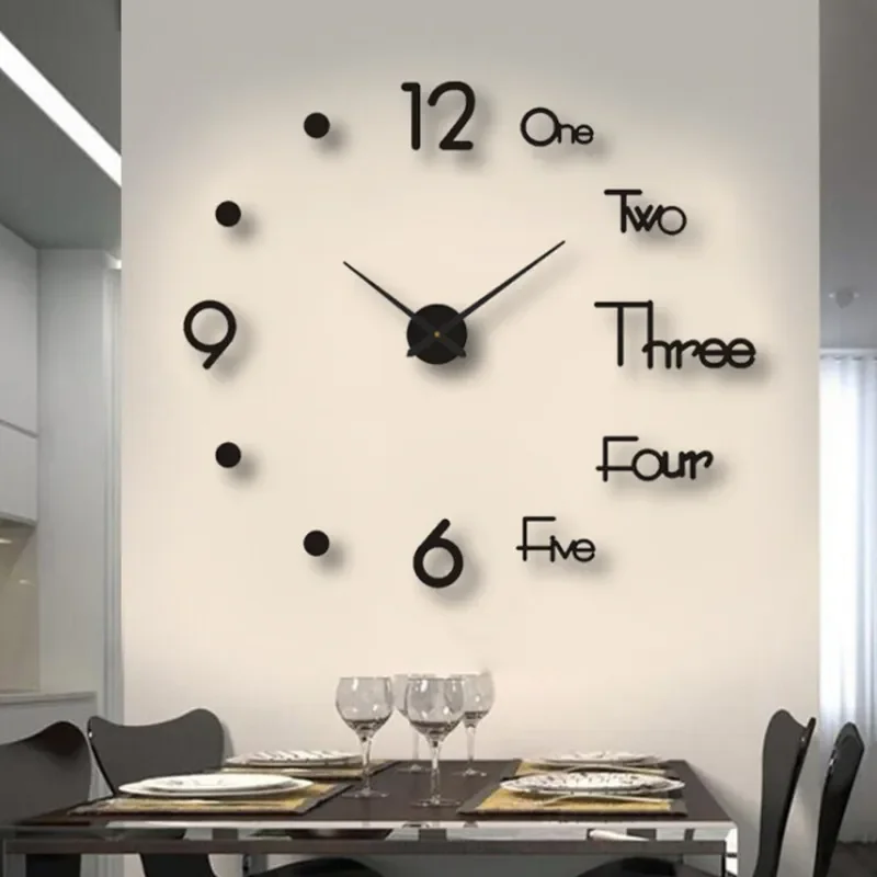 2023 Modern Design Large Wall Clock 3D DIY Quartz Clocks Fashion Watches Acrylic Mirror Stickers Living Room Home Decor Horloge