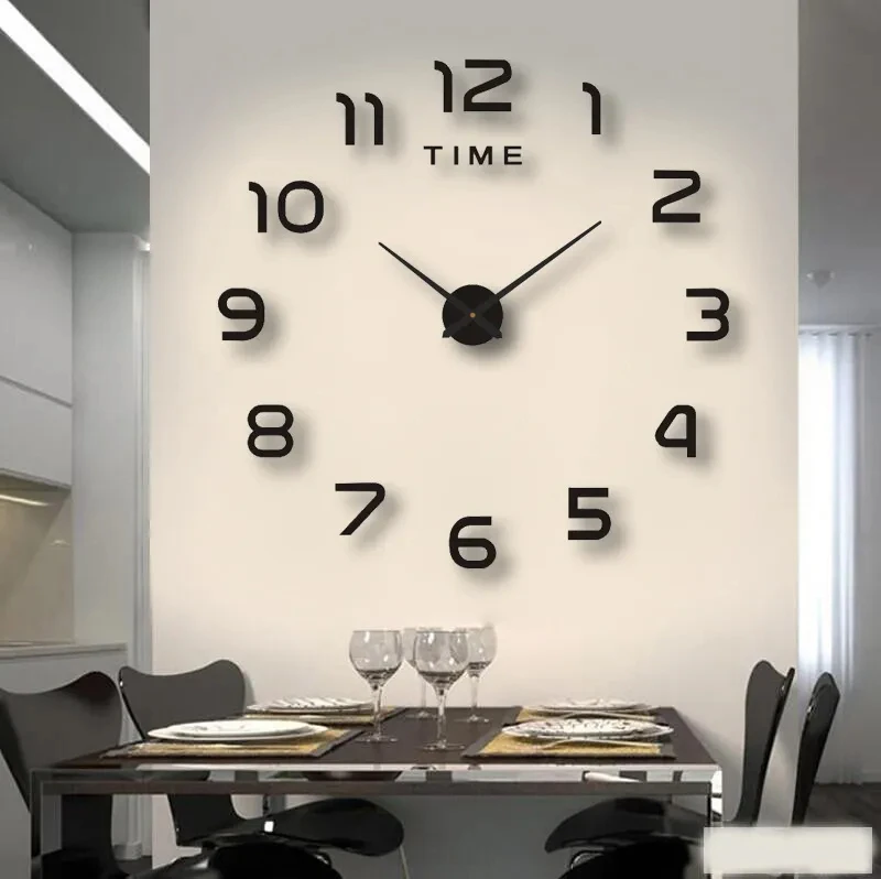 2023 Modern Design Large Wall Clock 3D DIY Quartz Clocks Fashion Watches Acrylic Mirror Stickers Living Room Home Decor Horloge