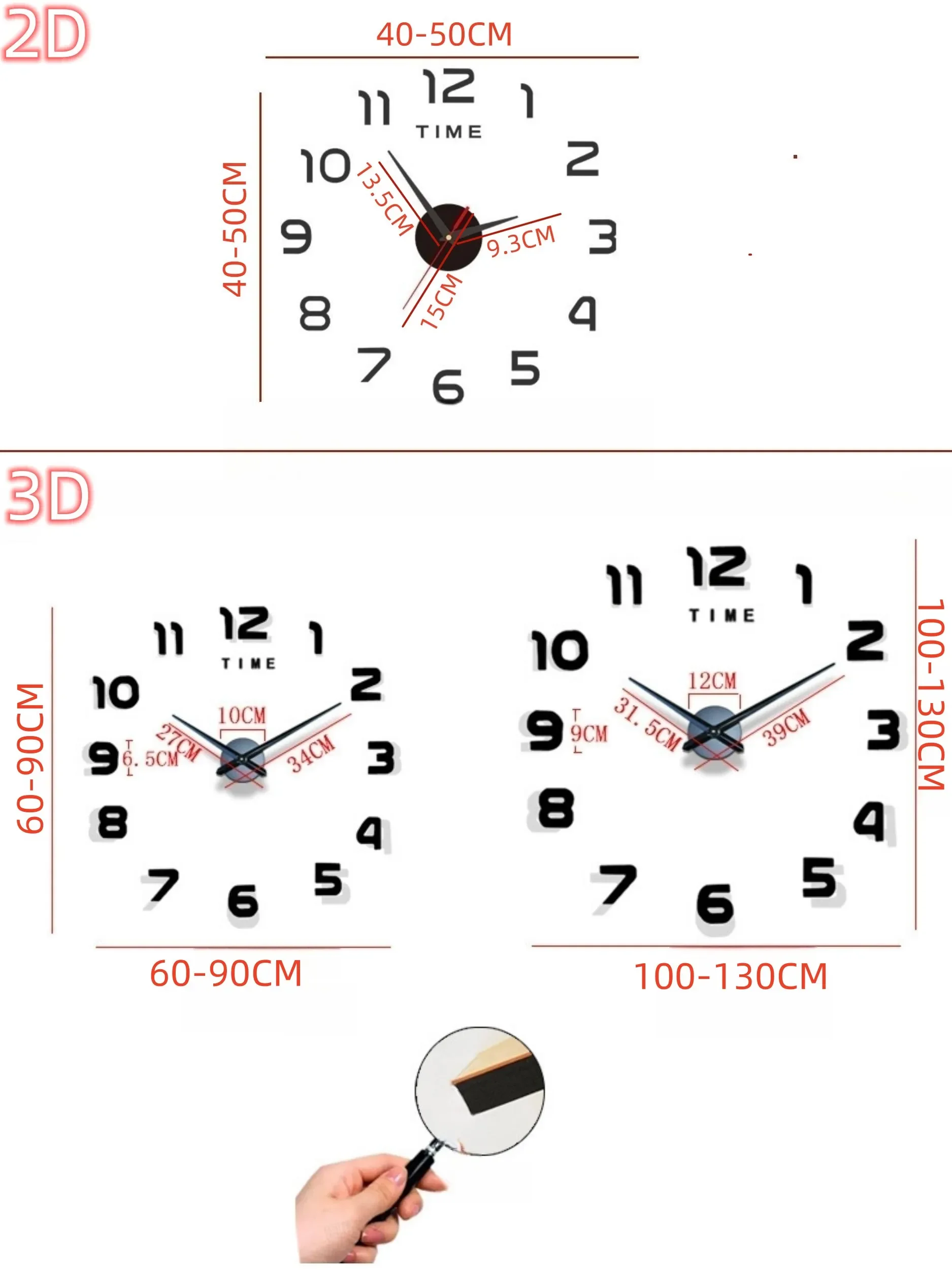 2023 Modern Design Large Wall Clock 3D DIY Quartz Clocks Fashion Watches Acrylic Mirror Stickers Living Room Home Decor Horloge