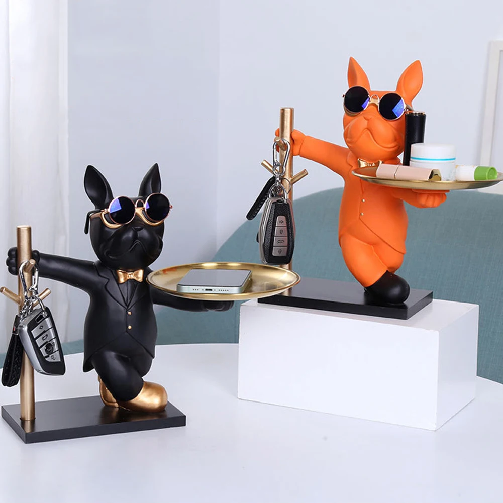 Alternative view of Bulldog Cool Sculpture Dog Ornament Butler Storage Box with Tray Nordic Table Decoration Resin Animal Sculpture Coin Piggy Bank
