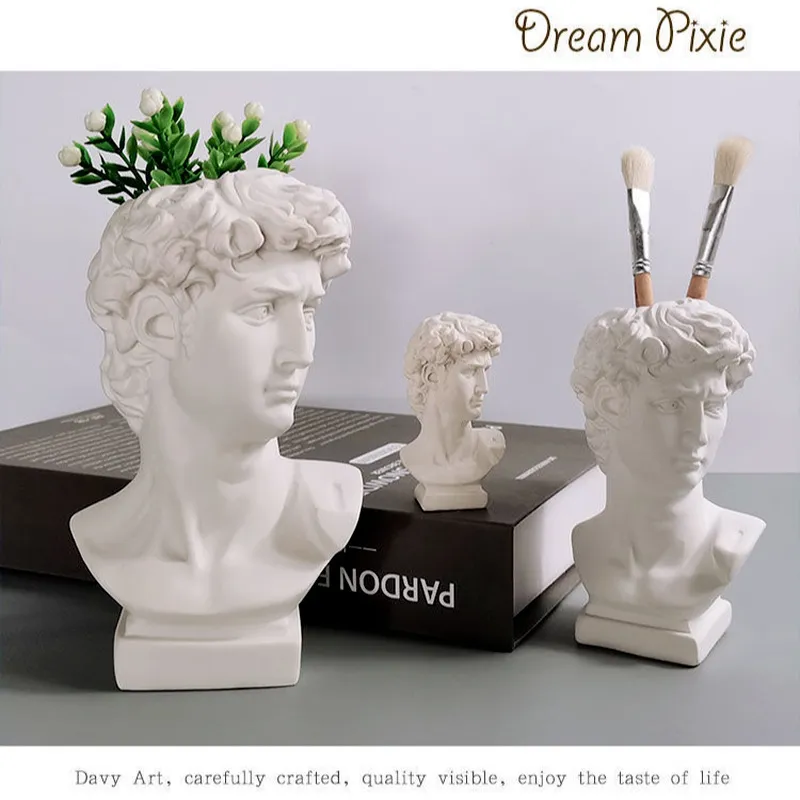 Alternative view of Ins Nordic David Vase Hydroponic Vase Ornaments Flower Pot Makeup Brush Storage Bucket Photo Props Vintage Home Decoration
