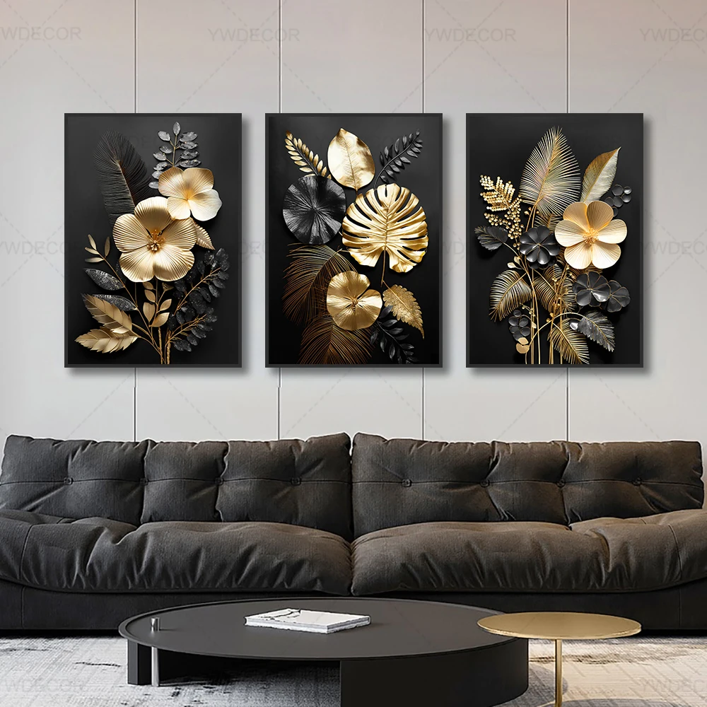 Luxury Black Golden Plant Leaf Canvas Poster Print Modern Home Abstract Wall Art Painting Living Room Decor Gift Luxury Black Golden Plant Leaf Canvas Poster Print Modern Home Abstract Wall Art Painting Living Room Decor Gift