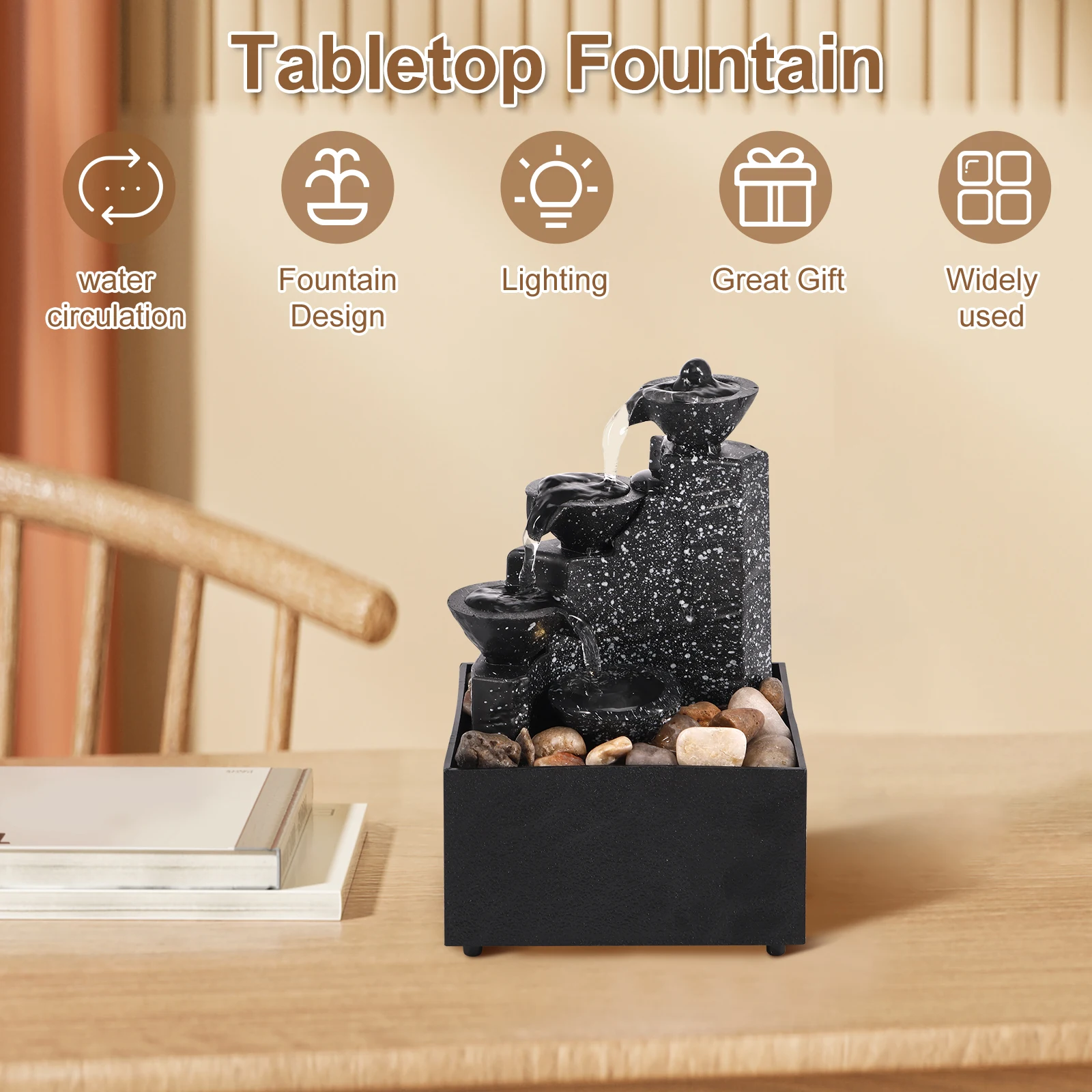 Alternative view of Desktop Waterfall Decoration Creative Flowing Water Ornaments Small Living Room Office Ornaments Desktop Fountain Ornaments