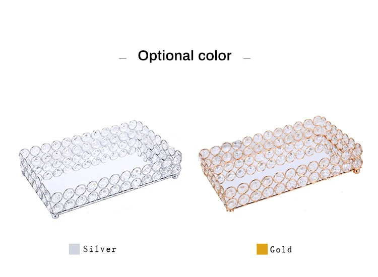Crystal Decorative Tray Table Makeup Organizer Glass Mirror Perfume Lipstick Storage Plate Luxury Serving Tray Home Trinket Dish
