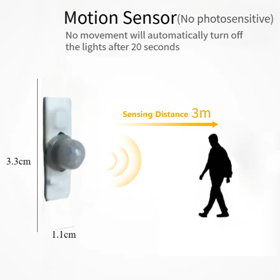 Alternative view of COB Led Strip Light with Adapter PIR Motion Sensor and Hand Sweep Dimming Decoration Tape for Room Bright Lighting Ribbon